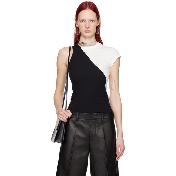 NWT MM6 Maison Margiela White & Black Paneled T-Shirt Size S $320